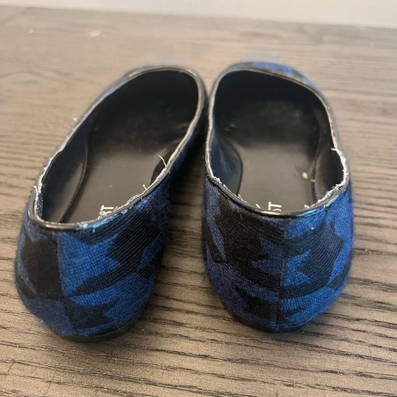 Nine West cap toe black flats dark blue navy houndstooth preppy size 8 women’s - Picture 3 of 7
